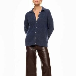 Central Park West Polo Sweater MEDIUM Oversized Cardigan Preppy Boyfriend $182